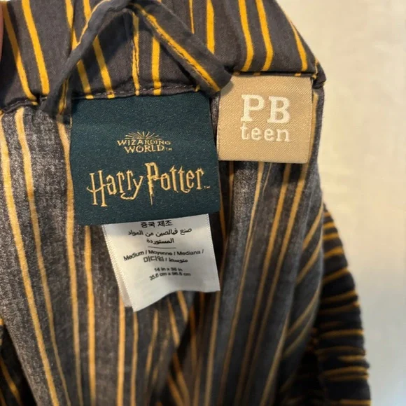 Pottery Barn Teen Harry Potter Pajamas Hufflepuff Stripe Shirt Pants size medium - Picture 7 of 16